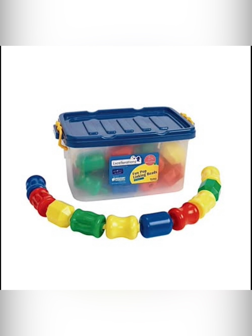 Excellerations Fun Pop Linking Beads Baby Toddler Toy + Bin w/ Snap Lock